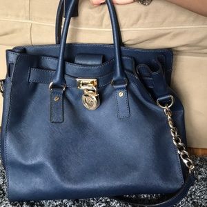 Michael Kors large Hamilton navy blue handbag